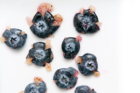 Blueberry isolated on blue, rich in antioxidantsの写真素材