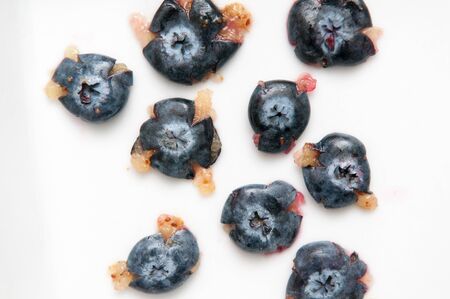 Blueberry isolated on blue, rich in antioxidantsの写真素材