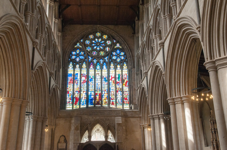 stained glass window of a cathedral in daylightの写真素材