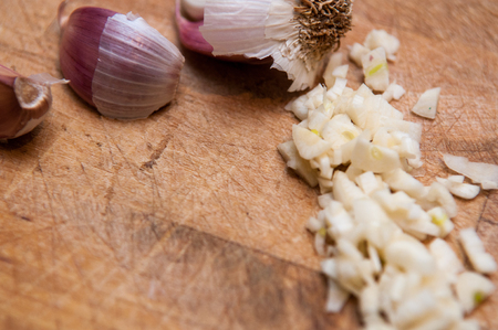 Fresh garlic food ingredient for a cookery backgroundの写真素材