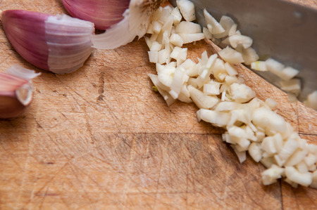 Fresh garlic food ingredient for a cookery backgroundの写真素材