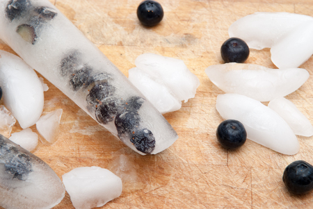 Ice Lolly home made with fresh fruit, blueberry flavorの写真素材