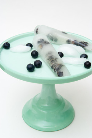 Ice Lolly home made with fresh fruit, blueberry flavorの写真素材