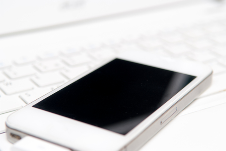 communication technology equipment for modern business, smartphone and computerの写真素材