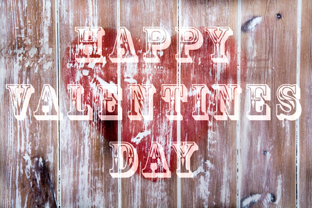 Valentines day love heart on rustic wood backgroundの写真素材