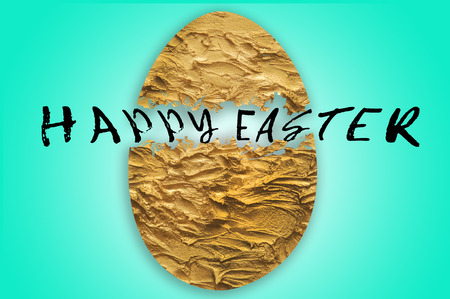 Easter eggs and text on pastel color backgroundの写真素材