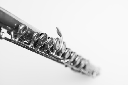 Close up of keys from a flute. Classical musical instrumentの写真素材