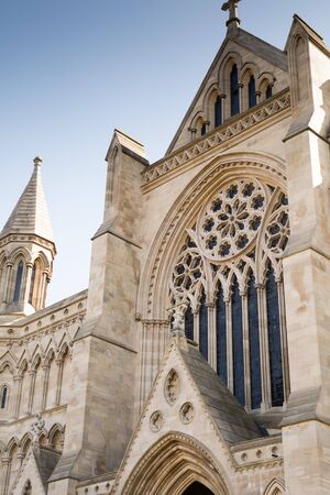 Cathedral exterior, outside a church in daylightの写真素材