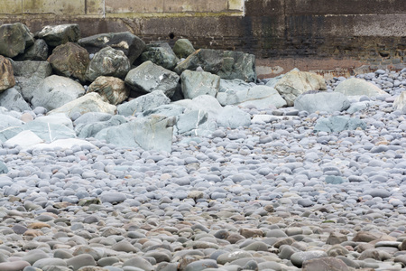 Flood defense and sea wall to protect from high tidesの写真素材