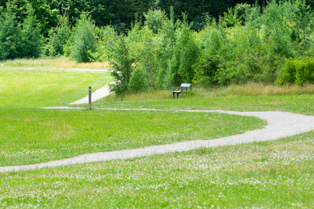 Walking or hiking route through a country parkの写真素材