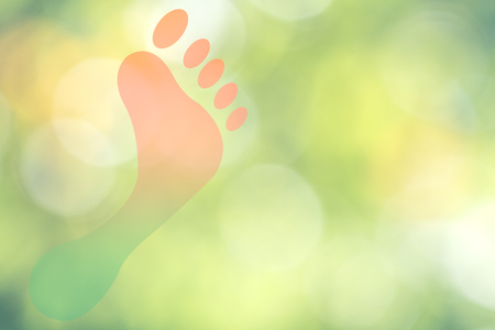 Carbon footprint on nature visual for low emissionsの写真素材