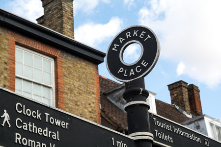 Market place sign on tourist info sign postの写真素材