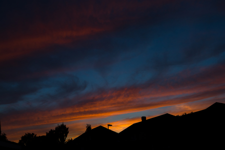 Outdoor shot of houses on a residential streetの写真素材