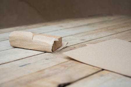 Carpentry background of wooden boards in a workshopの写真素材