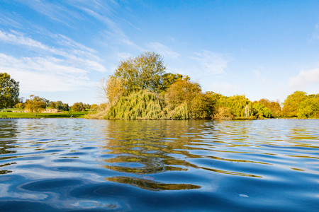 low angle view over water at the lakeの写真素材