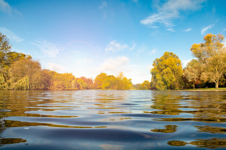 low angle view over water at the lakeの写真素材