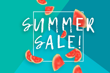 Summer sales banner template with text and modern backgroundの写真素材