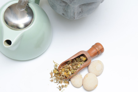 Chamomile flower, raw ingridient used to make chamomile teaの写真素材