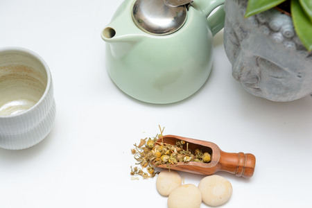Chamomile flower, raw ingridient used to make chamomile teaの写真素材