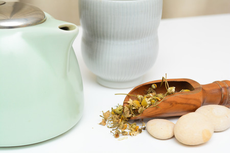 Chamomile flower, raw ingridient used to make chamomile teaの写真素材