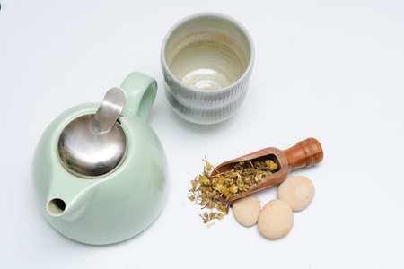 Chamomile flower, raw ingridient used to make chamomile teaの写真素材