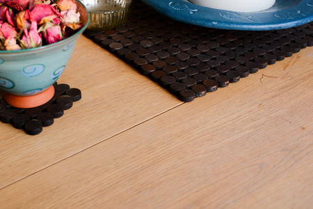 Stylish home interior shot of coffee tableの写真素材