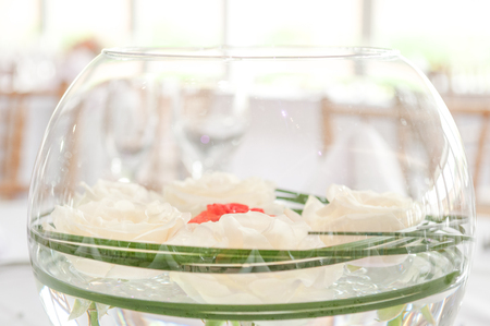 Beautiful wedding table decoration for wedding reception guestsの写真素材