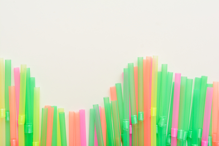 Plastic drinking straws, Single use plastic strawの写真素材