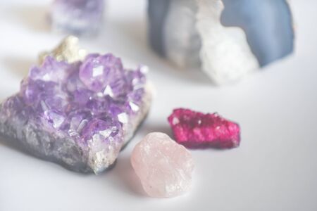 Gemstones A collection of various gems and rock and mineral objectsの写真素材