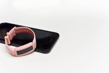 Wearable tech sports tracker to record data and improve health and fitness results when training and exercisingの写真素材