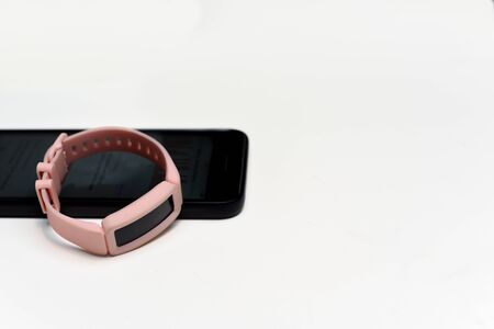 Wearable tech sports tracker to record data and improve health and fitness results when training and exercisingの写真素材