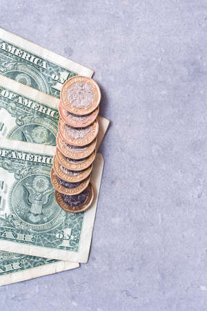 British pound stering with usa dollar to show exchange rate between countriesの写真素材
