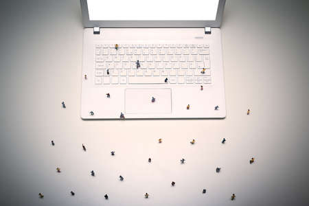 Online meeting concept of business people having a video conference from home togetherの写真素材