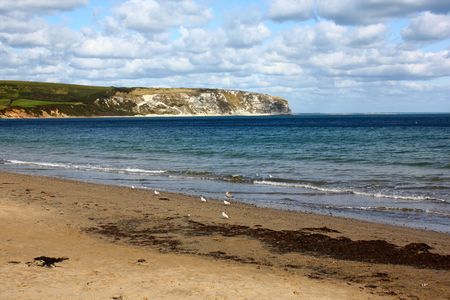 Swanage beach in Dorset, Britain.の写真素材