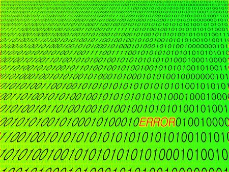 Binary digits in perspective with ERROR text in red with glow effect. Background is graduating luminous green with darker green smaller binary digits.の写真素材