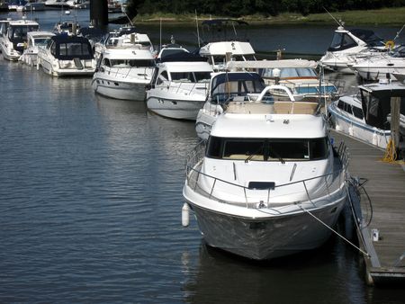 Luxury boats at jettyの写真素材