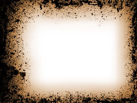 Spattered grunge border with sepia fadeの写真素材