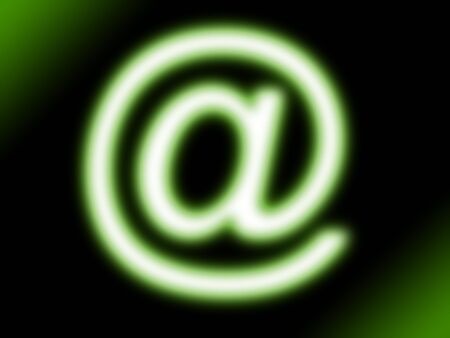 Abstract at sign in style of green glowing neon tubeの写真素材