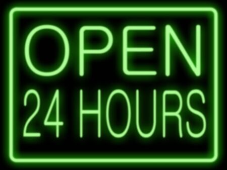 Abstract resembling 24 hours neon sign - suitable for night time retail conceptsの写真素材