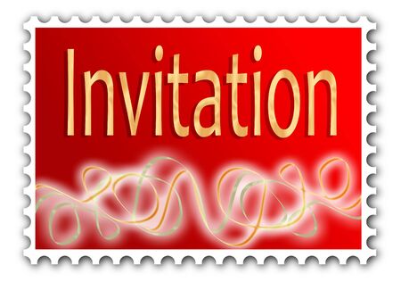 Invitation as a postage stamp. Great for a sticky label adornment on the envelope or use it as the invitation itself.の写真素材