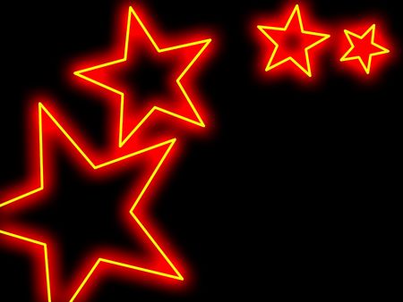 Swoosh of stars in a neon style with copyspaceの写真素材
