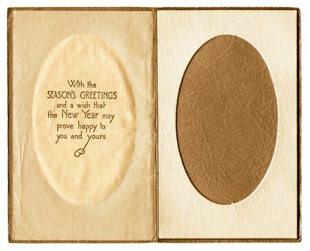 Original vintage christmas card photo frame inner. Great for website and scrapbook backgrounds.の写真素材