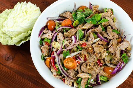 Thai pork salad Nam Tokの写真素材
