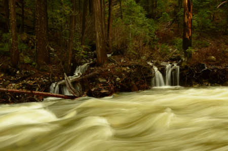 Wavy River Water With Small Waterfalls