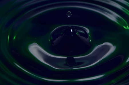 Dark Green Water With Rings And Dropの写真素材