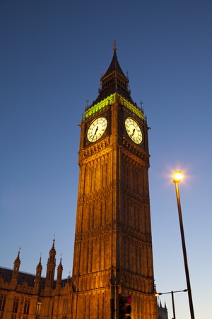 Big Ben London in the evening with dark blue skyの写真素材