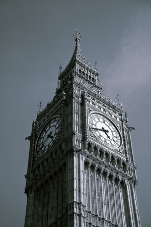 Dramatic black & white shot of Big Ben London, United Kingdomの写真素材