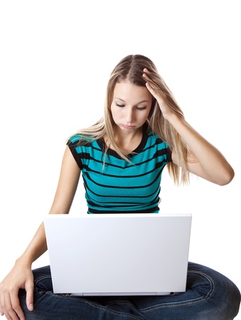 Woman gets some bad news の写真素材