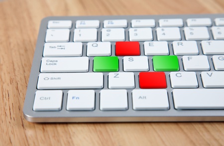 Red and green blank keyboard keysの写真素材