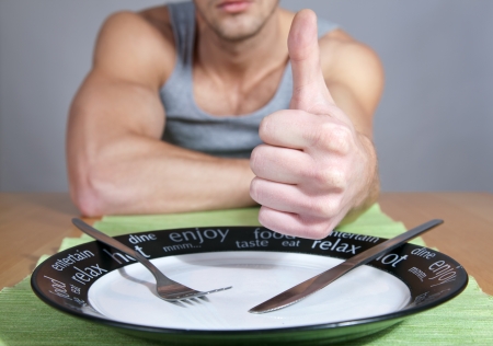 Thumbs up for healthy dietの写真素材